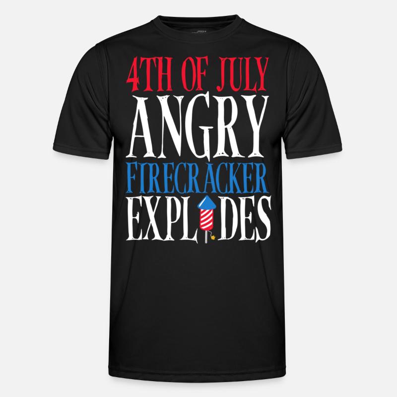 July 4 Angry firecracker explodes - Men's Functional T-Shirt - black