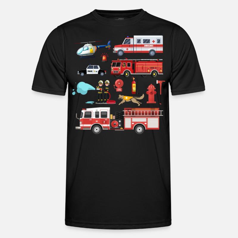 Fire Engine Rescue Firefighter Firefighter - Men's Functional T-Shirt - black
