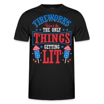 On July 4, not only fireworks will be ignited - Men's Functional T-Shirt - black - Front - AI Model Male 178 dark (178cm)