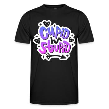 Anti Valentinstag Outfit - Cupid is Stupid - Männer Funktions-T-Shirt - Schwarz - Vorne - AI Model Male 178 dark (178cm)