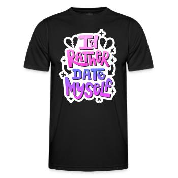Anti Valentinstag Outfit - I'd rather date myself - Männer Funktions-T-Shirt - Schwarz - Vorne - AI Model Male 178 dark (178cm)