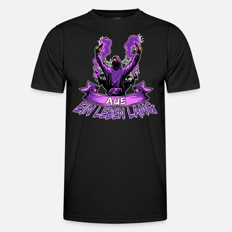 Aue ein Leben lang - Männer Funktions-T-Shirt - Schwarz
