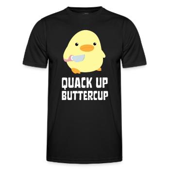 Quack Up Buttercup Duck with knife Ente mit Messer - Men's Functional T-Shirt - black - Front - AI Model Male 178 dark (178cm)