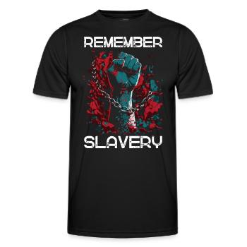 Souvenez-vous de l’esclavage - Mois de l’histoire des Noirs Juneteenth - T-shirt sport Homme - noir - Devant - AI Model Male 178 dark (178cm)