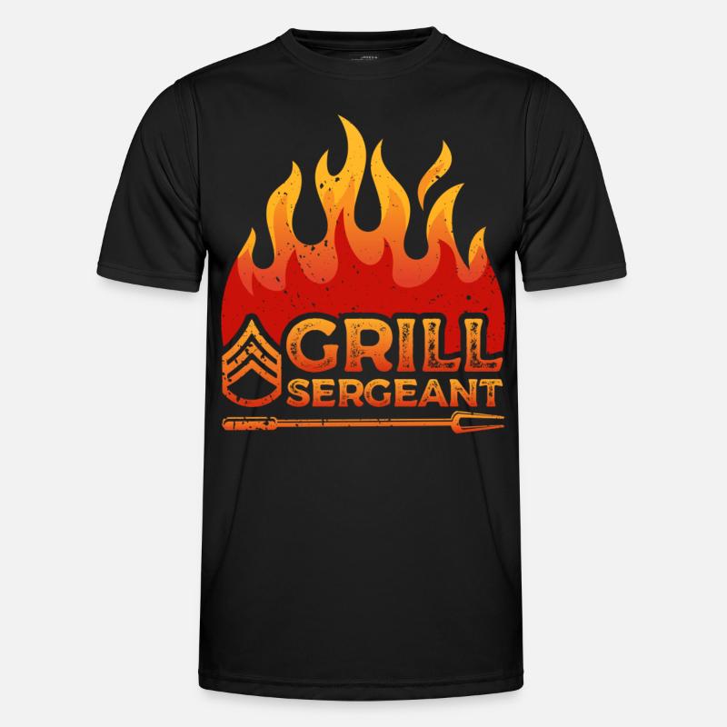 Grill Sergeant Flame Decor Proud Dad Griller Männer Funktions-T-Shirt