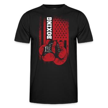 Boxing Sparring Gloves American Sports Flag - Men's Functional T-Shirt - black - Front - AI Model Male 178 dark (178cm)