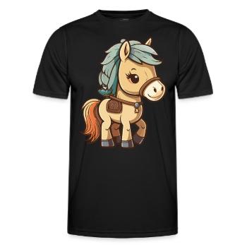 Cute horse for school beginners and kindergarten children - Men's Functional T-Shirt - black - Front - AI Model Male 178 dark (178cm)
