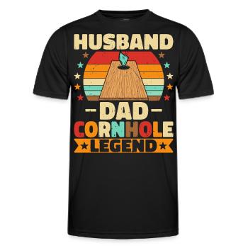 Husband Dad Cornhole Legend - Men's Functional T-Shirt - black - Front - AI Model Male 178 dark (178cm)