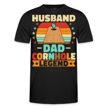 Husband Dad Cornhole Legend - Men's Functional T-Shirt - black - Front - AI Model Male 178 dark (178cm)