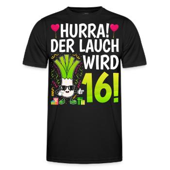 Hurra der Lauch wird 16 - Männer Funktions-T-Shirt - Schwarz - Vorne - AI Model Male 178 dark (178cm)