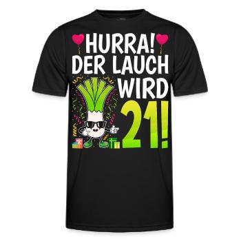 Hurra der Lauch wird 21 - Männer Funktions-T-Shirt - Schwarz - Vorne - AI Model Male 178 dark (178cm)