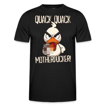 Quack Quack Motherducker duck with middle finger - Men's Functional T-Shirt - black - Front - AI Model Male 178 dark (178cm)
