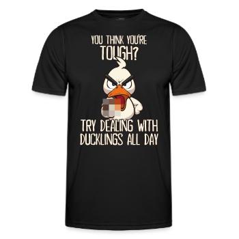 Dcukling's Merry Duck with Middle Finger Saying - Men's Functional T-Shirt - black - Front - AI Model Male 178 dark (178cm)
