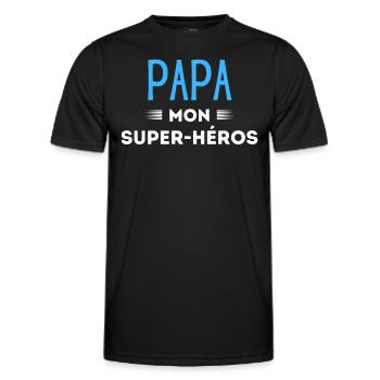 Papa mon super héros - T-shirt sport Homme - noir - Devant - AI Model Male 178 dark (178cm)