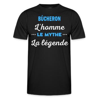 BÛCHERON homme mythe légende - T-shirt sport Homme - noir - Devant - AI Model Male 178 dark (178cm)