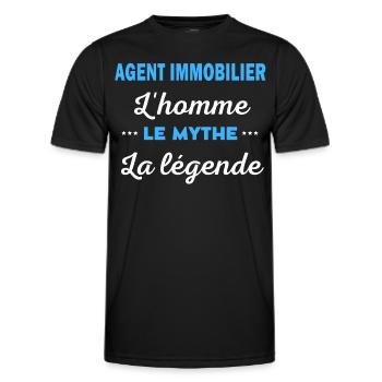 AGENT IMMOBILIER homme mythe légende - T-shirt sport Homme - noir - Devant - AI Model Male 178 dark (178cm)