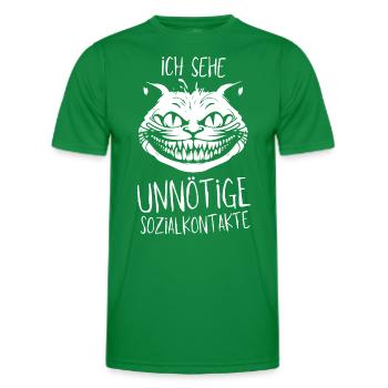 Grinsekatze - Ich sehe unnötige Sozialkontakte - Männer Funktions-T-Shirt - Kelly Green - Vorne - AI Model Male 178 dark (178cm)