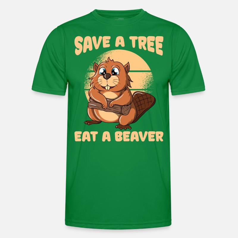 Save A Tree Eat A Beaver Männer Funktions-T-Shirt