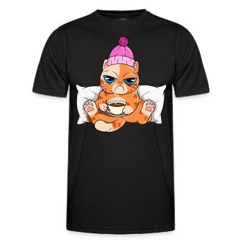 Kaffee Katze - Männer Funktions-T-Shirt - Schwarz - Vorne - AI Model Male 178 dark (178cm)