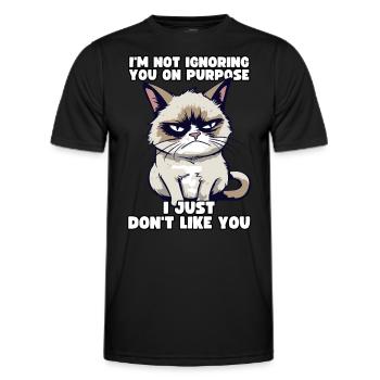 Funny Grump Cat - I Just Don't Like You Cynical - Men's Functional T-Shirt - black - Front - AI Model Male 178 dark (178cm)