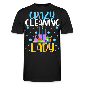 Crazy Cleaning Lady - Men's Functional T-Shirt - black - Front - AI Model Male 178 dark (178cm)