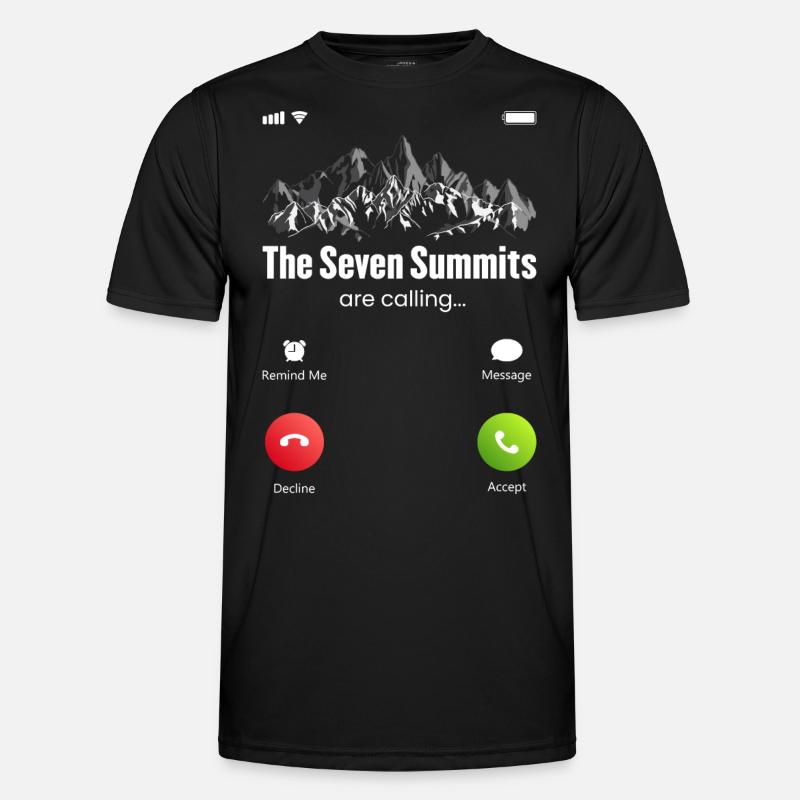 The Seven Summits Are Calling - Männer Funktions-T-Shirt - Schwarz