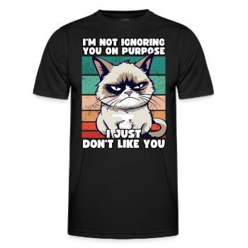 Funny Grump Cat - I Just Don't Like You Cynical - Men's Functional T-Shirt - black - Front - AI Model Male 178 dark (178cm)