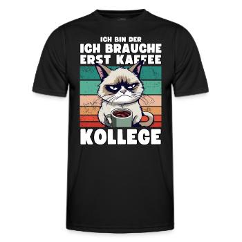 Grump Cat - Ich Brauche Erst Kaffee Trinker Humor - Männer Funktions-T-Shirt - Schwarz - Vorne - AI Model Male 178 dark (178cm)