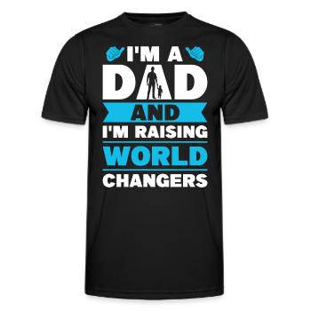 Je suis papa et j’élève des changeurs de monde - T-shirt sport Homme - noir - Devant - AI Model Male 178 dark (178cm)