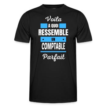 Voila a quoi ressemble un COMPTABLE parfait - T-shirt sport Homme - noir - Devant - AI Model Male 178 dark (178cm)
