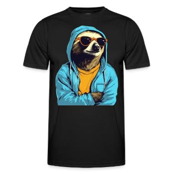 Paresseux cool avec lunettes de soleil, t-shirt jaune - T-shirt sport Homme - noir - Devant - AI Model Male 178 dark (178cm)