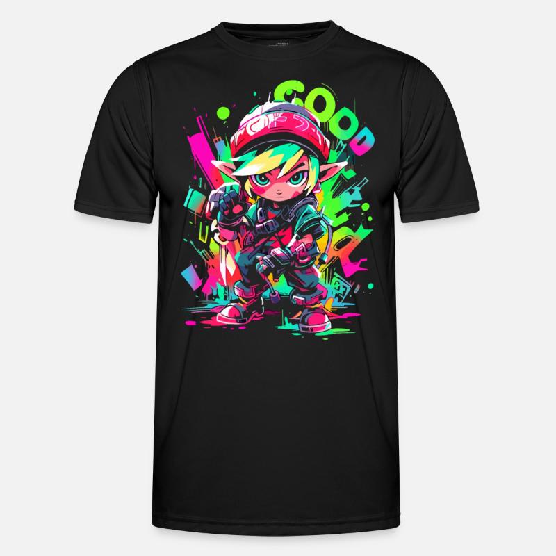 Cooles Gaming-Design Legendärer Waldjunge Graffiti - Männer Funktions-T-Shirt - Schwarz