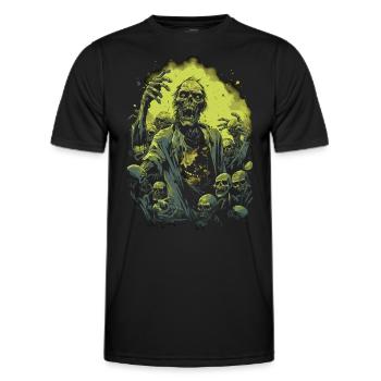 Morts-vivants Halloween: Zombie se bat avec une horde de morts-vivants - T-shirt sport Homme - noir - Devant - AI Model Male 178 dark (178cm)