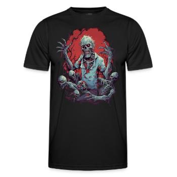 Zombie choc d’Halloween avec sa horde de morts-vivants - T-shirt sport Homme - noir - Devant - AI Model Male 178 dark (178cm)