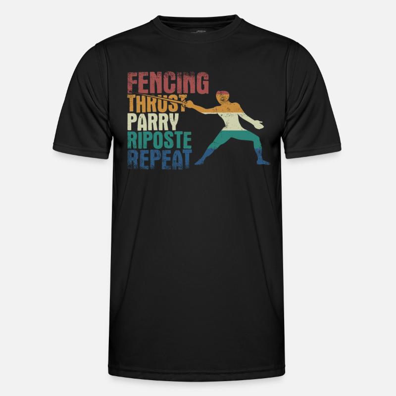 Fencing Thrust Parry Riposte Repeat - Männer Funktions-T-Shirt - Schwarz