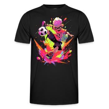 Cool Cartoon Footballer - Street Art Gaming Design - T-shirt sport Homme - noir - Devant - AI Model Male 178 dark (178cm)