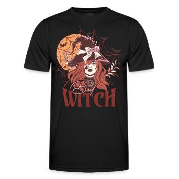 Bad Witch - Vintage Halloween witch in retro look - Men's Functional T-Shirt - black - Front - AI Model Male 178 dark (178cm)