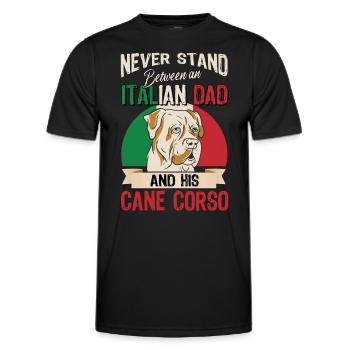 Papa italien et son Cane Corso - T-shirt sport Homme - noir - Devant - AI Model Male 178 dark (178cm)