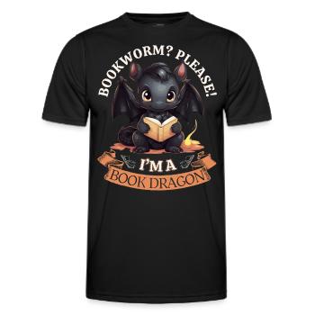 Bücherwurm: "Bookworm? Please! I'm A Book Dragon" - Männer Funktions-T-Shirt - Schwarz - Vorne - AI Model Male 178 dark (178cm)