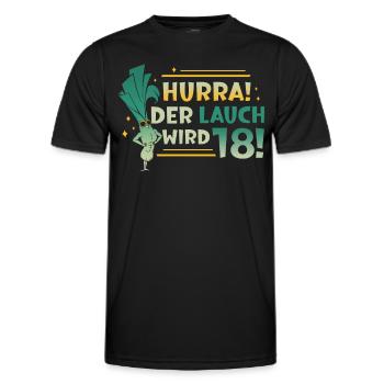 Hurra der Lauch wird 18 - Männer Funktions-T-Shirt - Schwarz - Vorne - AI Model Male 178 dark (178cm)