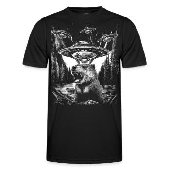 Selfie OVNI castor rétro - T-shirt sport Homme - noir - Devant - AI Model Male 178 dark (178cm)