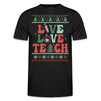 Very Merry Teacher Retro Groovy Christmas Xmas - Men's Functional T-Shirt - black - Front - AI Model Male 178 dark (178cm)