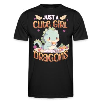 Just a cute Girl who loves Dragons - Kawaii Dragon - Men's Functional T-Shirt - black - Front - AI Model Male 178 dark (178cm)