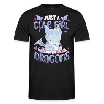 Just a cute Girl who loves Dragons - Kawaii Dragon - Men's Functional T-Shirt - black - Front - AI Model Male 178 dark (178cm)