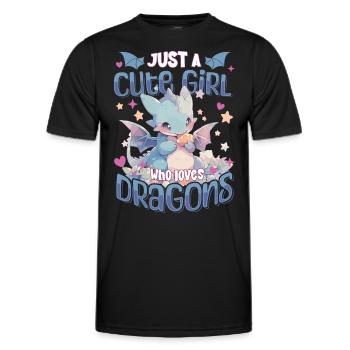 Just a cute Girl who loves Dragons - Kawaii Dragon - Men's Functional T-Shirt - black - Front - AI Model Male 178 dark (178cm)