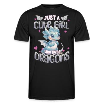 Just a cute Girl who loves Dragons - Kawaii Dragon - Men's Functional T-Shirt - black - Front - AI Model Male 178 dark (178cm)