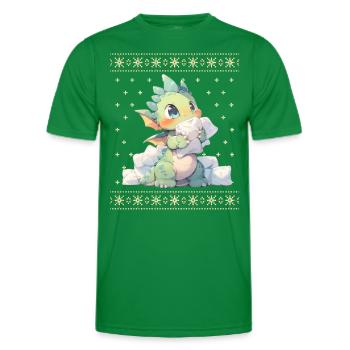Dragon kawaii dans le style pull de Noël moche - T-shirt sport Homme - vert - Devant - AI Model Male 178 dark (178cm)