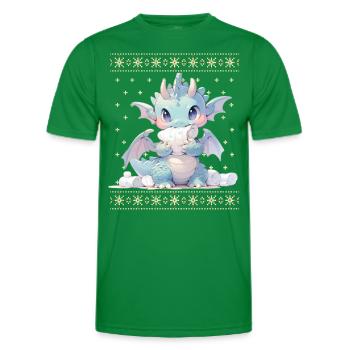 Dragon kawaii dans le style pull de Noël moche - T-shirt sport Homme - vert - Devant - AI Model Male 178 dark (178cm)
