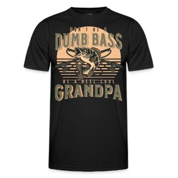 Don't Be A Dumb Bass - Be A Reel Cool Grandpa - Men's Functional T-Shirt - black - Front - AI Model Male 178 dark (178cm)