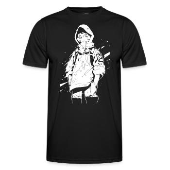 Le cool Cyberpunk Style Anime Boy Otaku de Shibuya - T-shirt sport Homme - noir - Devant - AI Model Male 178 dark (178cm)